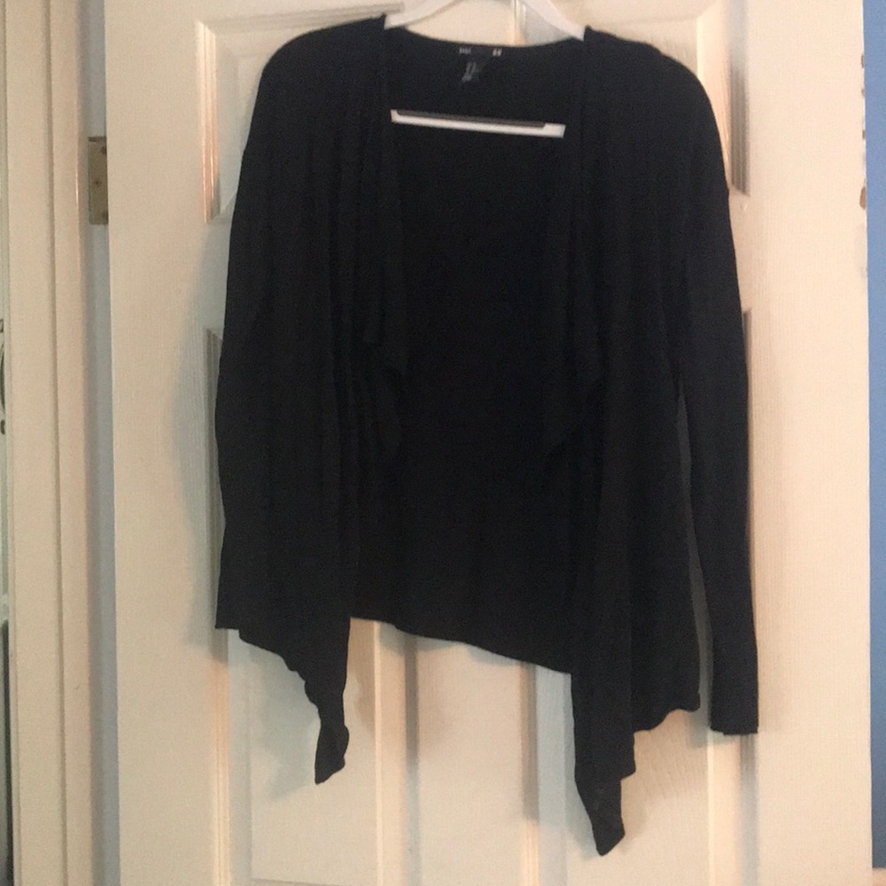 H&M basics black cardigan with ruffles